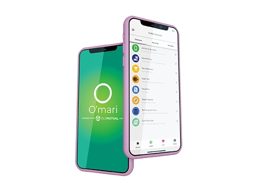 Phone displaying Omari app screen