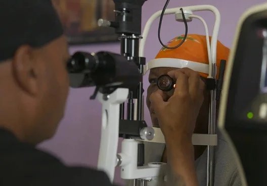 Eye check during the Old Mutual Eye Camp Campaign 2024